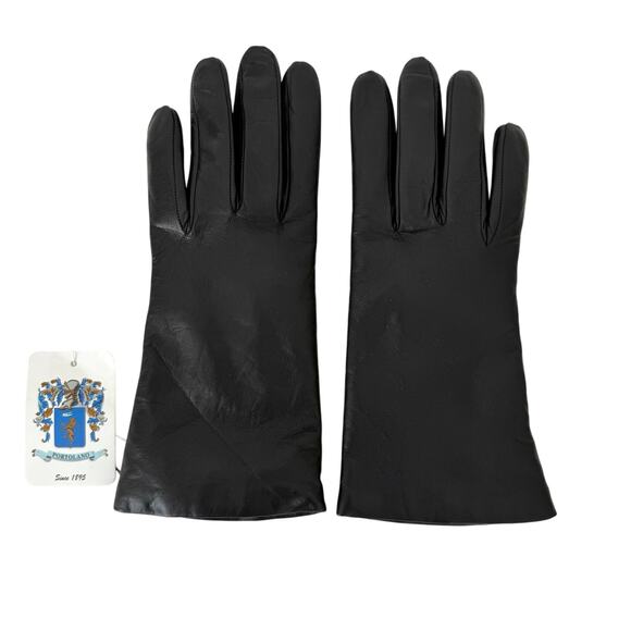 Portolano Soft Leather Gloves with Cashmere Lining Black Women's 7 - Picture 1 of 6